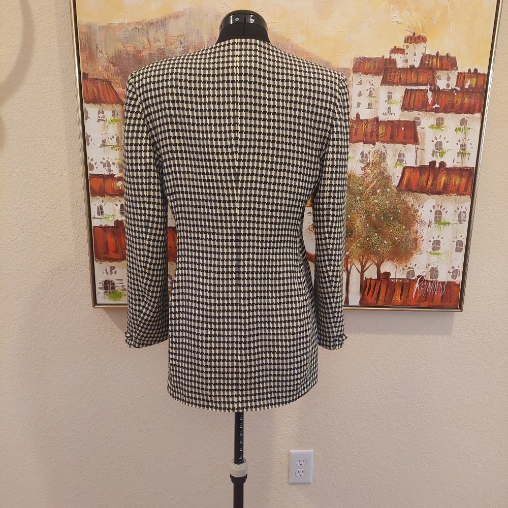 VINTAGE Collector CHRISTIAN DIOR 80s 1 button BLAZER - Geometric Print - 6 - Picture 6 of 11